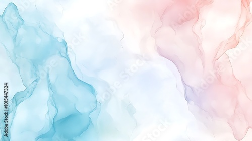 Abstract Watercolor Background with Blue and Pink Swirls