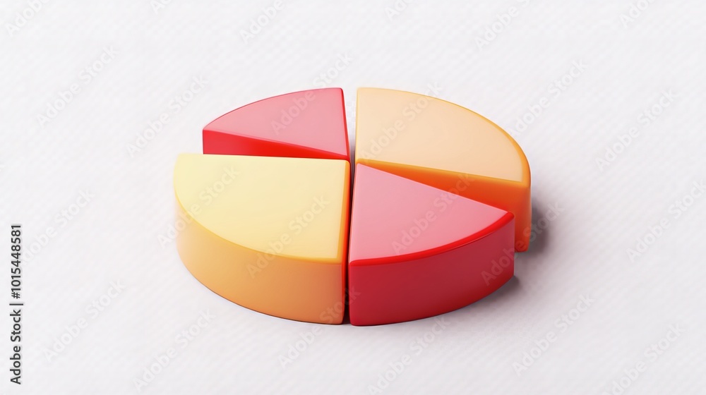 Obraz premium Three-dimensional pie chart icon on an isolated, transparent background. 