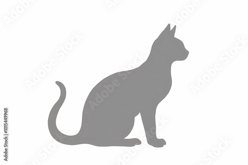 Cat silhouette in gray minimalist style representing feline grace