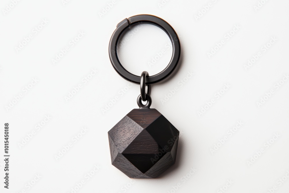 Stylish geometric keychain on a white isolated background, perfect for adding unique flair to your keys. Stylish geometric keychain on a white isolated background, perfect for adding unique flair to your keys.