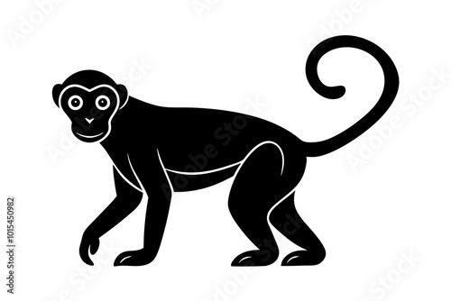 Cute Monkey silhouette minimalistic vector art illustration