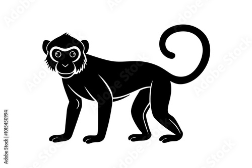 Cute Monkey silhouette minimalistic vector art illustration