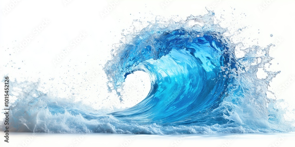 A majestic ocean wave crashing under bright sunlight, creating a stunning display of water splashes and vibrant blue hues A majestic ocean wave crashing under bright sunlight, creating a stunning display of water splashes and vibrant blue hues