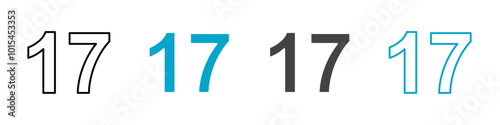 17 number icon set vector art