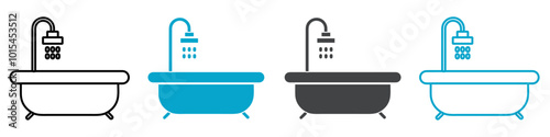 bath tub icon set vector art