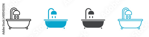 bath tub icon set vector art