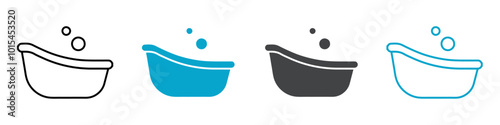 bath tub icon set vector art