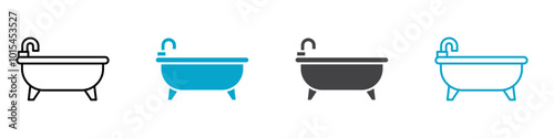 bath tub icon set vector art