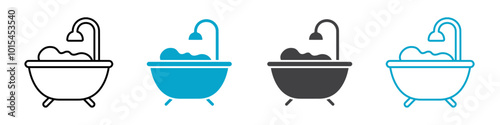 bath tub icon set vector art