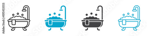 bath tub icon set vector art