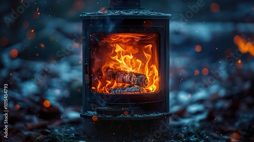 Cozy Fireplace with Burning Firewood - Winter Warmth