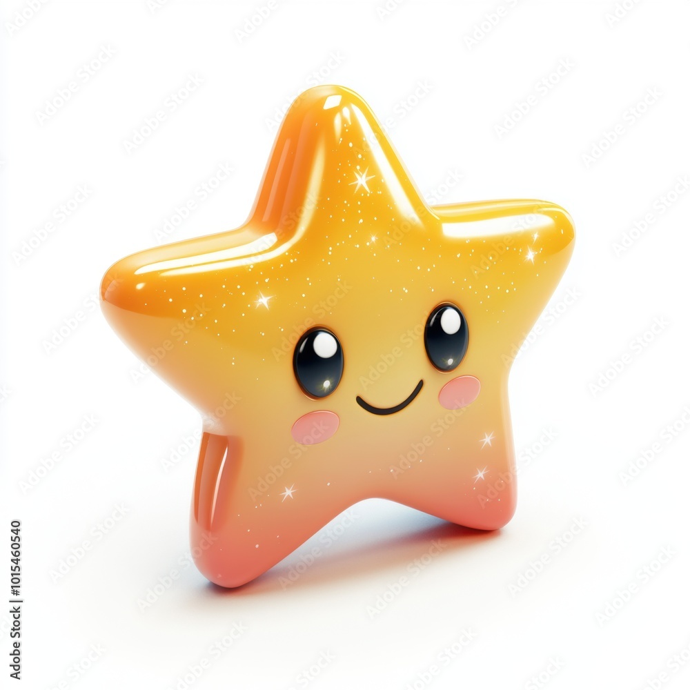 Cute cartoon star character. Decoration element for holiday greeting card poster design Cute cartoon star character. Decoration element for holiday greeting card poster design