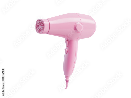 stylish pink hair dryer with sleek design and ergonomic handle isolated on a white background, transparent background.