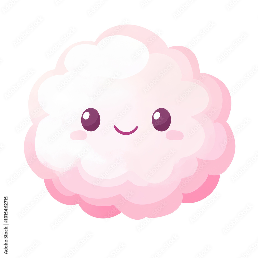 Cute pink fluffy cloud character with happy expression isolated on a white background, transparent background. Cute pink fluffy cloud character with happy expression isolated on a white background, transparent background.