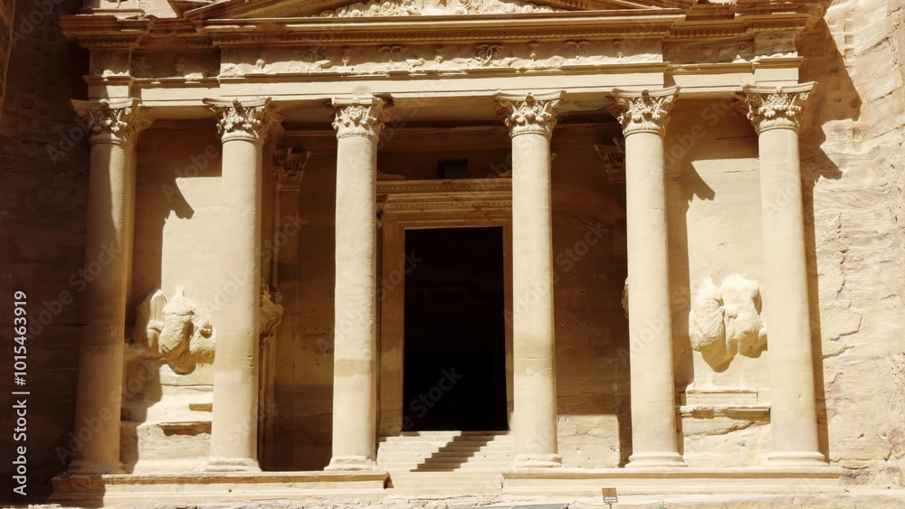 Naklejka premium Experience the Majestic Entrance to Petras Remarkable and Ancient Treasury of Wonders. Action