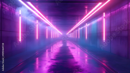 Neon Lights Corridor 3D Render