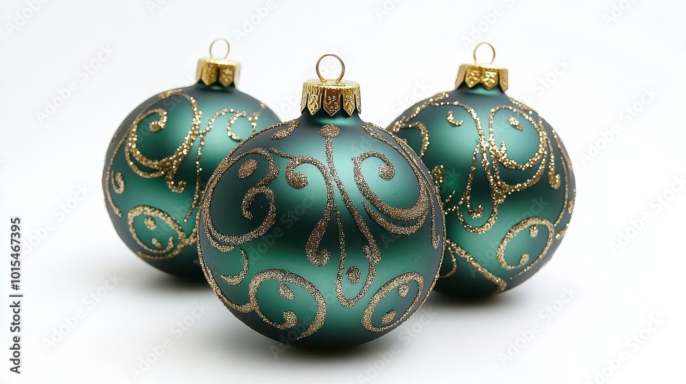 bright green christmas ornament adorned with shimmering gold accents isolated against a soft white background evoking a festive and joyful atmosphere bright green christmas ornament adorned with shimmering gold accents isolated against a soft white background evoking a festive and joyful atmosphere