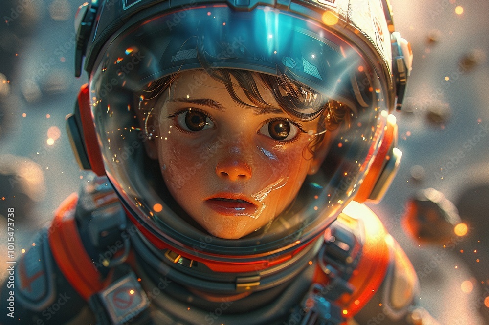 A 3D cartoon character in a space adventure scene A 3D cartoon character in a space adventure scene