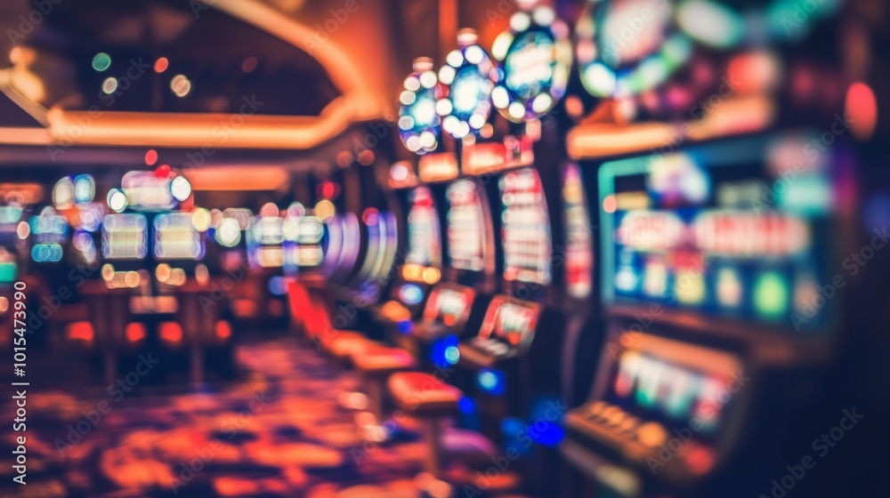 © atipong - Vibrant casino interior reflecting the thrill of online gambling showcasing money games with a dynamic blurred background for an immersive experience