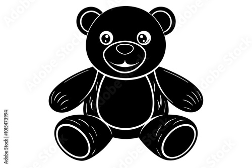 Teddy bear toy silhouette minimalistic vector art illustration