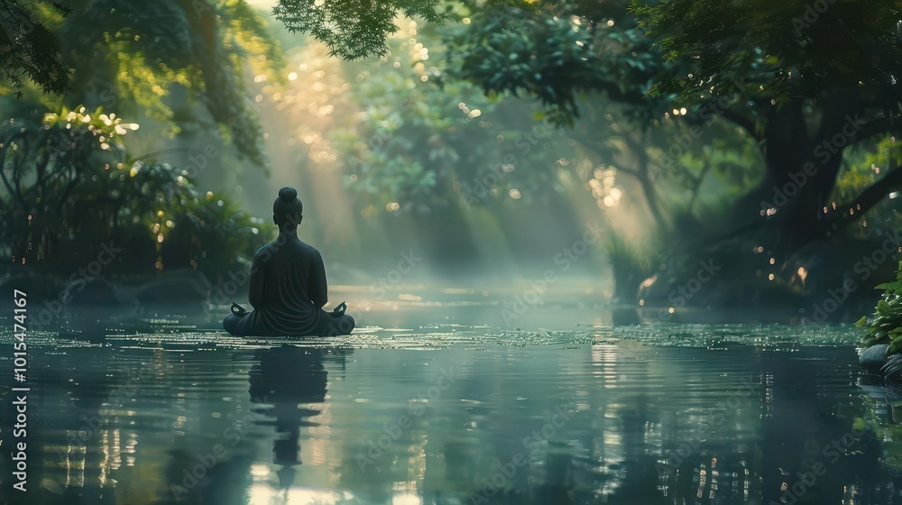A lone figure meditating in a quiet garden, peaceful and reflective, Nature, Soft tones, Photograph, Inner peace A lone figure meditating in a quiet garden, peaceful and reflective, Nature, Soft tones, Photograph, Inner peace