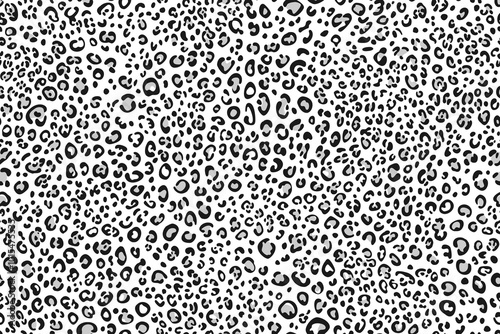 Seamless Black and White animal skin Print Pattern. Leopard spots background for fabric, textile, wrapping, cover, web etc.