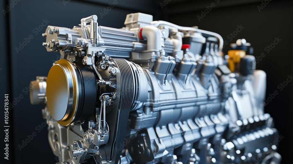 Close-up view of diesel engine components showcasing new truck piston technology for enhanced performance and efficiency in heavy-duty transportation