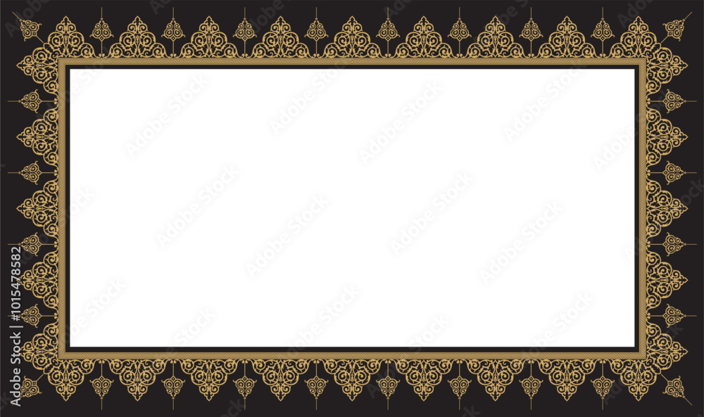Obraz premium Vector illustration for rectangular shape gold frame. Suitable for use in calligraphy, frames. usability with the text input area in the center