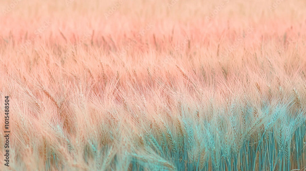 Obraz premium A clear picture of a lush field of tall grass adorned with vibrant pink and blue streaks atop the blades