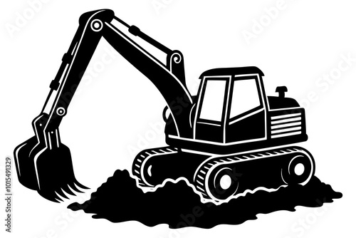  Cute Digger silhouette minimalistic vector art illustration