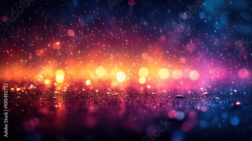 multicolor bokeh lights raining down on a vibrant night background soft focus creating a dreamy atmosphere playful confettilike effect ideal for celebrating moments and festive occasions photo