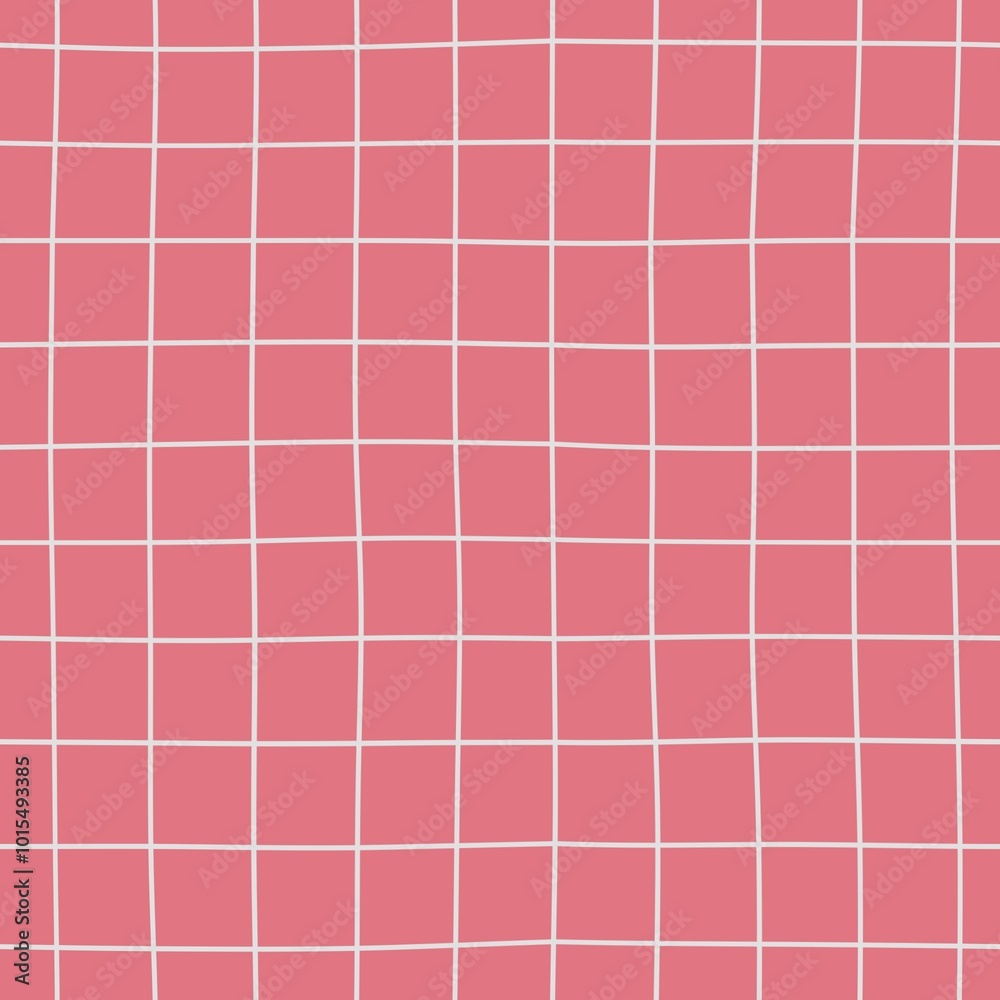 Wavering Grid. Hand crafted lines. Square Line Gingham. Natural hand drawn line. Red Punch Pink Grid Line. Seamless Grid Pattern. Wavering Grid. Hand crafted lines. Square Line Gingham. Natural hand drawn line. Red Punch Pink Grid Line. Seamless Grid Pattern.