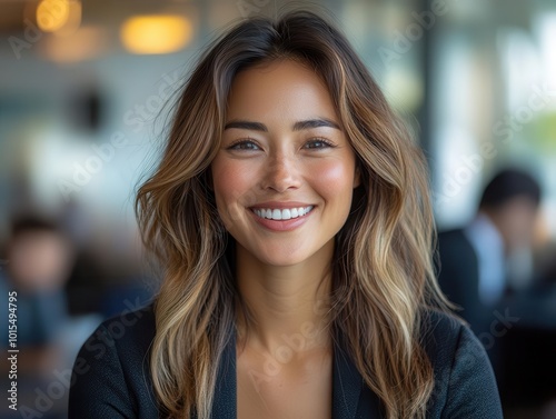 Wallpaper Mural enthusiastic businesswoman animatedly discussing ideas with colleagues in a bright, modern office setting, showcasing teamwork and collaboration in a professional environment Torontodigital.ca