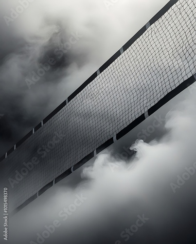 Dramatic Picture of Volleyball Net Surrounded by Smoke. (16)