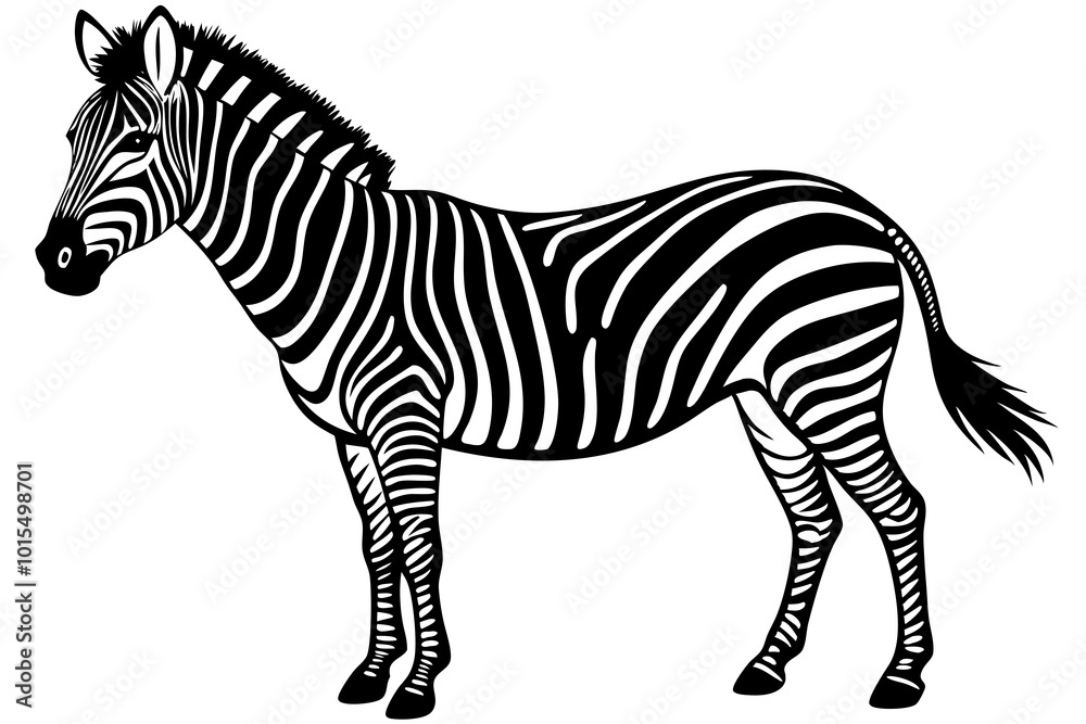 Fototapeta premium Cute Zebra silhouette minimalistic vector art illustration