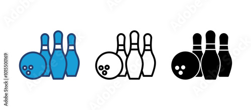 Bowling icon vector. bowling ball and pin icon. bowling pins