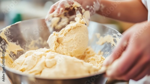 Above mixing cake dough in a vibrant kitchen setting showcasing culinary creativity baking process and delicious dessert preparation for joyful celebrations