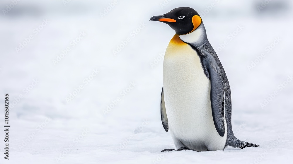 Obraz premium Charming penguin portrait on a pristine white background showcasing wildlife elegance perfect for animal conservation and nature appreciation themes
