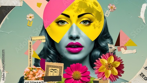Abstract Woman's Face with Geometric Shapes