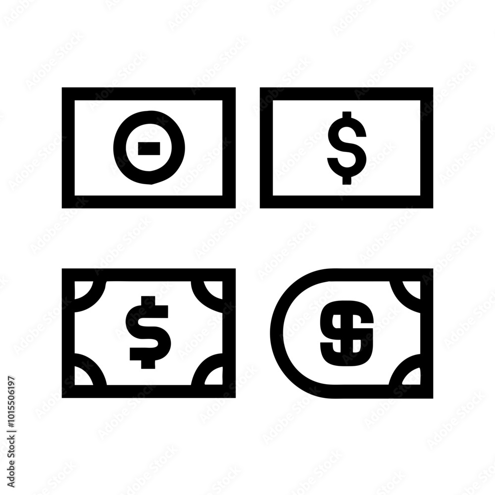 Money icon set silhouette Vector art illustration Money icon set silhouette Vector art illustration