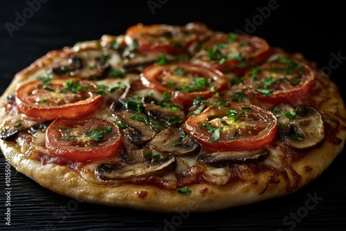 Deliciously baked pepperoni pizza with melted cheese and herbs served fresh from the oven