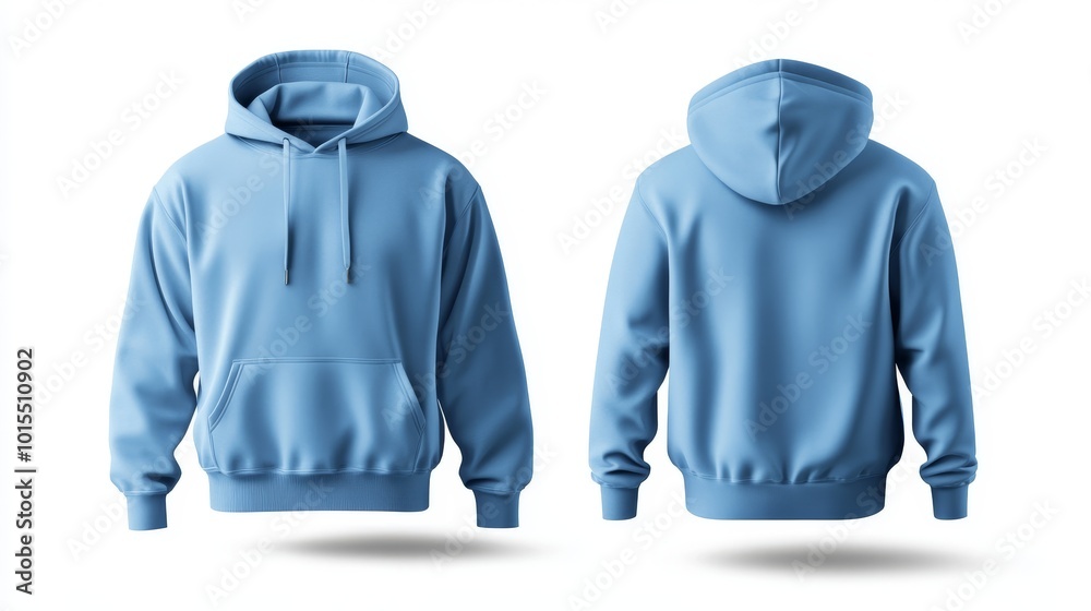 Light blue hoodie mockup. Front and back hoodie template Light blue hoodie mockup. Front and back hoodie template