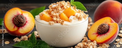 Vegan Peach Coconut Crumble Recipe Easy Summer Dessert with Tropical Twist, Homemade, Healthy, Delicious photo