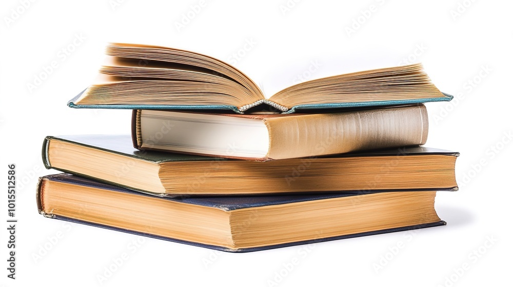 Stack of Books on White Background – Minimalist and Classic Design Stack of Books on White Background – Minimalist and Classic Design