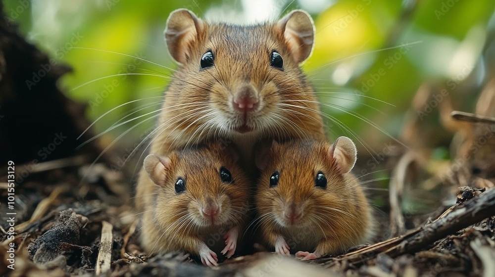 this A mother brown rat and her babies exploring a rural farmyard. this A mother brown rat and her babies exploring a rural farmyard.