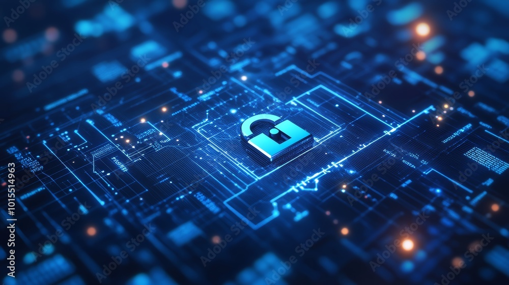 Digital Lock Symbolizing Medical Cybersecurity in Healthcare Protecting Patient Privacy and Data Safety for Secure Medical Practices Digital Lock Symbolizing Medical Cybersecurity in Healthcare Protecting Patient Privacy and Data Safety for Secure Medical Practices