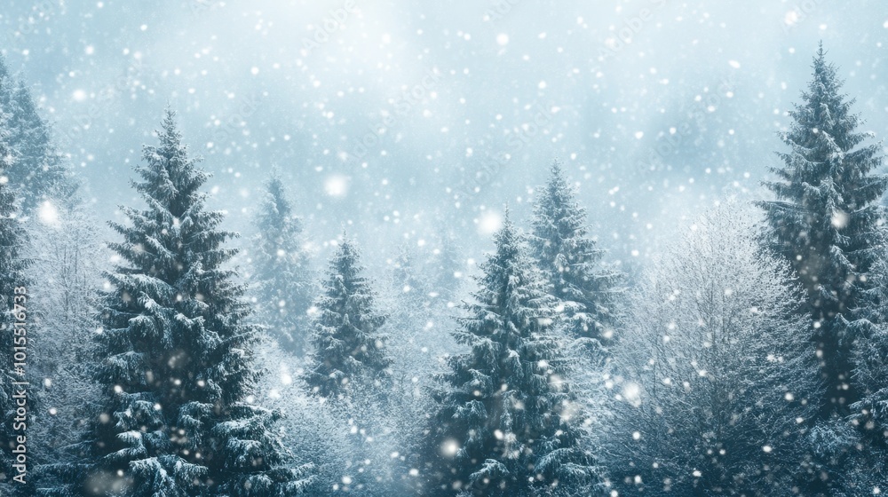 A snowy forest scene with tall pine trees blanketed in white, snowflakes falling softly against a misty background. A snowy forest scene with tall pine trees blanketed in white, snowflakes falling softly against a misty background.