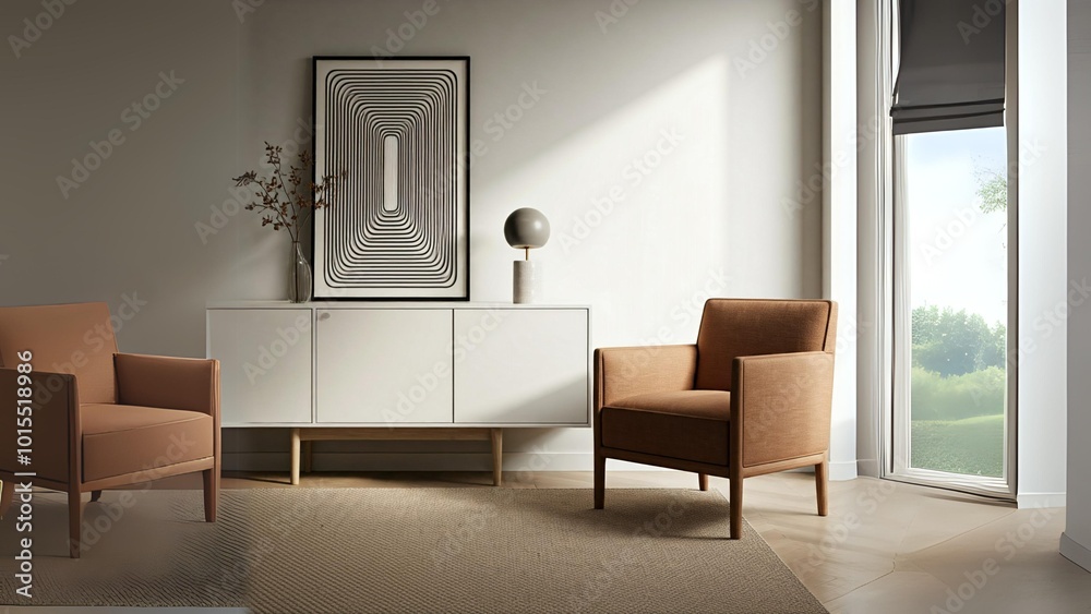 Bright and airy minimalist living room with a touch of warmth. Perfect for creating a relaxing atmosphere. Bright and airy minimalist living room with a touch of warmth. Perfect for creating a relaxing atmosphere.