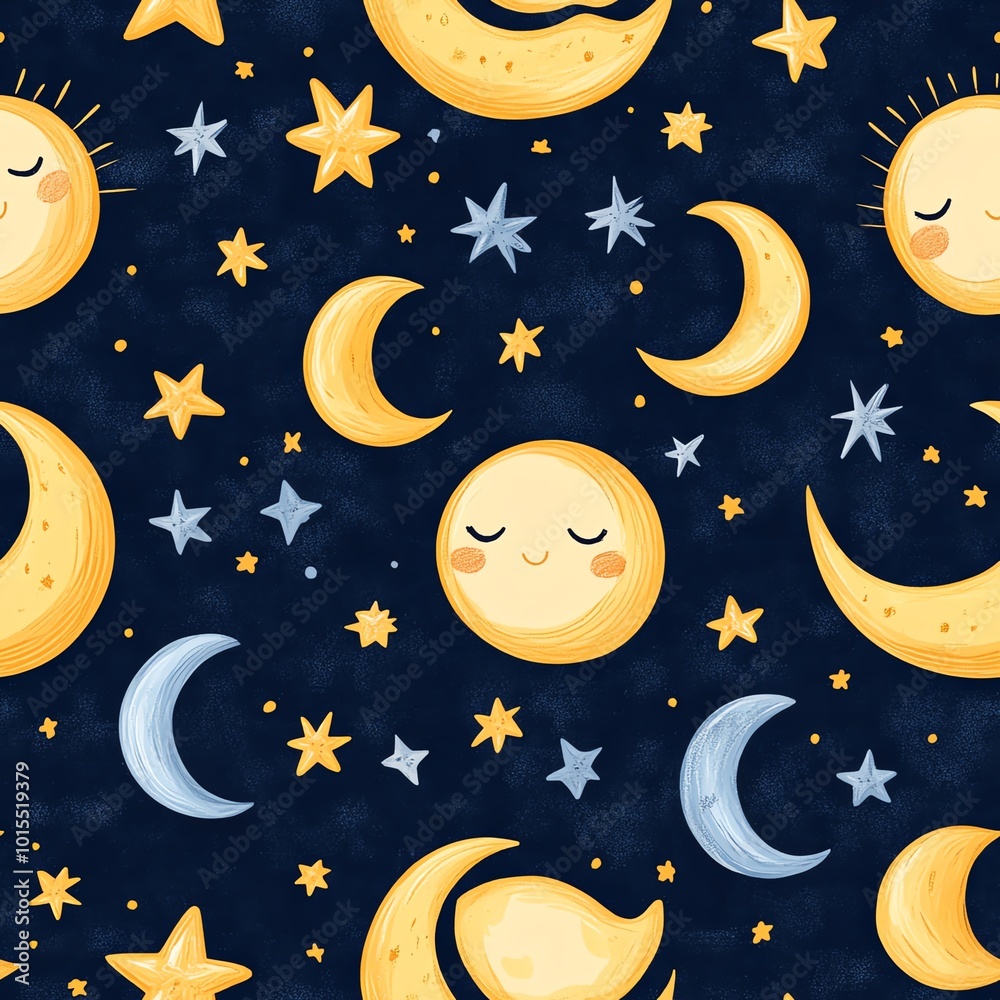 Smiling stars and moons Smiling stars and moons