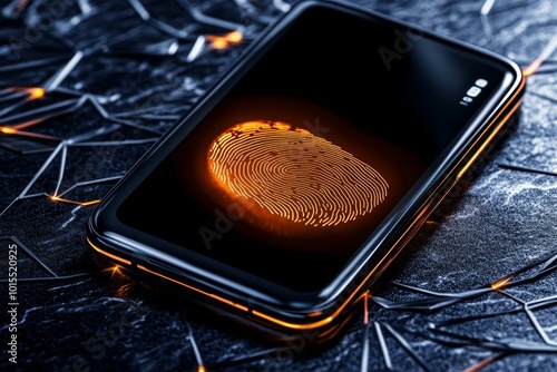 Close-up of a smartphone with a fingerprint scanner, symbolizing biometric security measures for protecting personal information